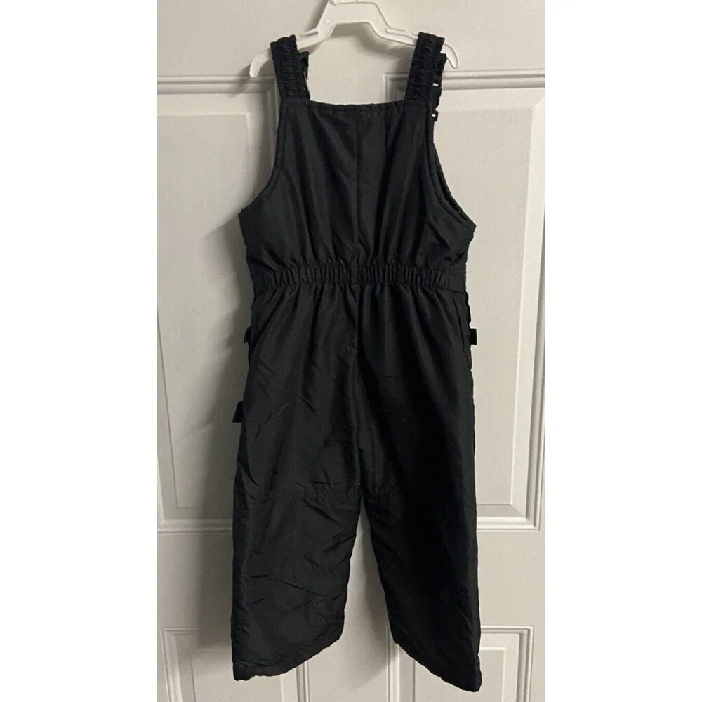 OshKosh BGosh Snow Bibs Girl Ski Kids 4T Overalls Black Front Zip Winter Outdoor